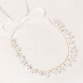 Χαμηλού Κόστους Τιάρες &amp; Στέμμα-Crown Tiaras Κεφαλές Τεμάχια Κεφαλής Κράμα Γάμου κοκτέιλ Βίντατζ Πολυτέλεια Με Ψεύτικο Μαργαριτάρι Κορδέλες Ακουστικό Καπέλα