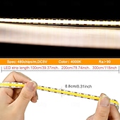 abordables Bandes lumineuses cob-Bande lumineuse LED COB USB 5 V étanche, bande lumineuse LED souple et flexible à haute brillance avec interrupteur USB 3,28 à 16 pieds (1-5 m) 480 LED/mètre, bande lumineuse de sécurité auto-adhésive