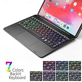 abordables Fundas iPad-funda para tableta con teclado para ipad pro12.9 (2018/2020) teclado bluetooth para tableta teclado bluetooth extraíble con panel táctil teclado retroiluminado colorido