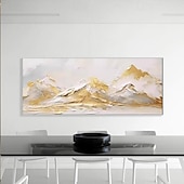 voordelige Olieverfschilderijen-goud abstract bergschilderij hand geschilderd op canvas getextureerd abstract olieverfschilderij handgemaakte muurkunst goudfolie boho muur decor helder schilderij grote moderne kunst pianting voor