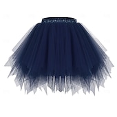cheap Bottoms-1950s 1980s Rockabilly Short / Mini Petticoat Hoop Skirt Tutu Under Skirt Ballet Dancer Women&#039;s Carnival Costume Kings Day Halloween Carnival Performance Party Pride Parade Adults&#039; Skirt Spring
