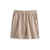economico Vacanza-Per uomo Pantaloncini Pantaloncini estivi Pantaloncini da spiaggia A cordoncino Vita elastica Gamba dritta Liscio Comfort Traspirante Breve Informale Giornaliero Per eventi Di tendenza Classico Cachi
