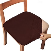 abordables Sr. y Sra. Boda-4 piezas/6 piezas de color sólido cepillado de alta elasticidad funda de silla simple suave y cómoda funda de asiento de silla a prueba de polvo y resistente a la suciedad adecuada para silla de