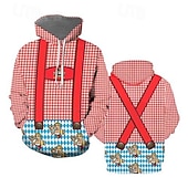 economico Abbigliamento Grafico-Felpa con cappuccio Lederhosen 3D Casual Bavarese Manica a Vescovo Tasca Frontale Grafico per Per uomo Adulti Stampa 3D  per Carnevale Birra Oktoberfest Vacanza Feste