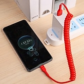 levne Kabely pro mobilní telefony-5a datový kabel typu c pružinový teleskopický rychlonabíjecí kabel do auta usb c nabíjecí kabel pro telefon s Androidem příslušenství pro xiaomi samsung