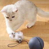 ieftine Aparate de uz casnic-Minge de jucărie interactivă pentru pisici, care funcționează cu baterie, cu mouse-ul de urmărire, rulare automată pentru toate rasele, alimentată cu baterii (baterii nu sunt incluse)