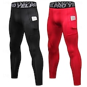 cheap Men&#039;s Shorts, Tights &amp; Pants-Men&#039;s Compression Pants Running Tights Leggings with Phone Pocket Base Layer Athletic Winter Spandex Breathable Quick Dry Sweat wicking Power Flex Fitness Gym Workout Running Skinny Sportswear