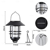 preiswerte Außenwandleuchten-LED Außenwandleuchte Solarlampen Wolfram-Glühbirne, schwarze Wandlampe mit Stromversorgung, Retro-Laterne für den Außenbereich, hängende Wandlampe, wasserdicht, Retro-Solar-Gartenlampe aus Metall,