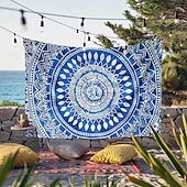 halpa Mandala Matto-mandala boheemin sininen vihreä roikkuu kuvakudos seinä taide iso kuvakudos seinämaalaus sisustus valokuva tausta peitto verho koti makuuhuone olohuoneen sisustus