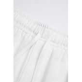 cheap Classic-Men&#039;s Culottes Wide Leg Linen Pants Trousers Summer Pants Patchwork Drawstring Elastic Waist Plain Comfort Breathable Casual Daily Holiday Fashion Classic Style Black White