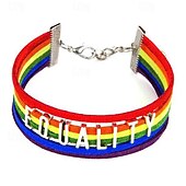 baratos Parada do Orgulho de dezembro-Pulseira tecida à mão com carta do orgulho, 2 peças, pulseira arco-íris multicamadas, joias do mesmo sexo