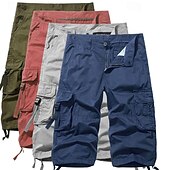 billige Klassisk-Herre Taktiske shorts Capri Cargo Shorts Cargoshorts Capri-bukser Shorts til turbruk Knapper Multi lomme عادي Anvendelig Kalv lengde utendørs Daglig Ut på byen Mote Klassisk Sjø blå Svart