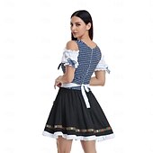 economico Dirndl-Carnevale Birra Oktoberfest Abiti Gonna a cerchio Tutu Bavarese Cameriera Tedesco Monaco di Baviera Prati Per donna Panno in stile tradizionale Vestito Grembiule Calzini