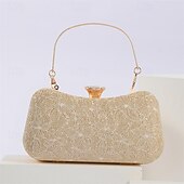 baratos Clutches &amp; Bolsas de Noite-Mulheres Bolsa Evening Bag Bolsa de Festa Poliéster Festa Diário Corrente Côr Sólida Prata Preto Champanhe