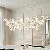 baratos Candelabros de Cristal-Lustre led branco quente 100cm 8 luzes design exclusivo lustre de flor de cristal restaurante luxo arte italiana bar ilha candeeiros de mesa criativo metal sala de jantar 110-240v
