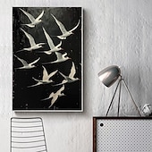 preiswerte Ölgemälde-handgemachtes Ölgemälde Leinwand WandKunst Dekor Original weißes Vogel Gemälde abstraktes Tiergemälde Wohndekor mit gespanntem Rahmen ohne Innenrahmen Gemälde