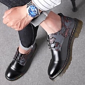 abordables Officiel-chaussures oxford en similicuir verni pour hommes - chaussures habillées à lacets modernes avec finition brillante bicolore et semelle robuste