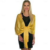 billige Sjal-Sjale Sjal til kvinner Glitter Glitrende Ermeløs Polyester Bryllup Wrap Med Dusk Til Bryllup Vår sommer