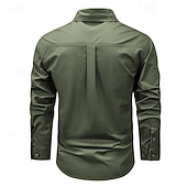 economico Camicie da lavoro da uomo-Per uomo Camicia Camicie da lavoro Maglietta informale Camicia con bottoni Camicia da carico Nero Kaki Verde militare Manica lunga Liscio Collo ripiegabile Da mare Per eventi Tasca frontale