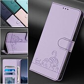 Недорогие Чехлы для iPhone-телефон Кейс для Назначение айфон 16 Айфон 15 Про Макс Плюс iPhone 14 13 12 11 Pro Max Plus Mini SE Кейс на заднюю панель со стендом Магнитный с ремешком Кот Ретро ТПУ Кожа PU