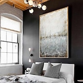 voordelige Olieverfschilderijen-minimalistisch abstract bergschilderij handgeschilderd extra groot landschap folie schilderij muur kunst grijs goud canvas schilderij op canvas grote muur kunst abstract schilderij voor woonkamer