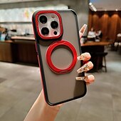 cheap iPhone Cases-Phone Case For iPhone 16 iPhone 15 Pro Max Plus iPhone 14 13 12 11 Pro Max Plus Back Cover With Magsafe with Stand Holder Support Wireless Charging Matte Frosted Retro TPU PC Metal