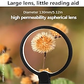 baratos Luzes de leitura-Lupa iluminada com viva-voz de 1 unidade, lente grande que pode ser usada no pescoço para trabalhos próximos, lupa iluminada por LED para leitura, costura, costura cruzada, com design magnético tipo c