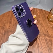 cheap iPhone Cases-Phone Case For iPhone 15 Pro Max Plus iPhone 14 13 12 11 Pro Max Plus Back Cover with Stand Holder Bling Glitter Shiny Shockproof TPU Plating Metal