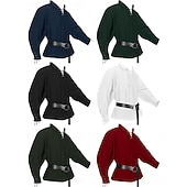 お買い得  トップス-中世 ルネッサンス 17世紀 ブラウス / シャツ ウエストベルト 海賊 バイキング 仮装 男性用 セルティック 海賊 ハロウィーン カーニバル マスカレード 性能 LARP レンフェア 成人 シャツ ウエストベルト