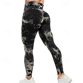 preiswerte Yoga Leggings &amp; Strumpfhosen-Damen Yogahose Yoga-Leggings Hohe Taille Pilates Fitnesstraining Training Strumpfhosen Batik Schwarz Orange Hellblau Spandex Sport Sportkleidung Dehnbar Schlank