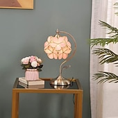 cheap Bedside Lamp-Sakura Tiffany Style Stained Glass Desk Lamp with Petal Lampshade Retro Pure Brass Base Switch Plug Decorative Desk Lamp AC100-240V Suitable for Study Bedroom Restaurant Coffee Table