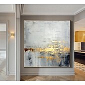 voordelige Olieverfschilderijen-minimalistisch abstract bergschilderij handgeschilderd extra groot landschap folie schilderij muur kunst grijs goud canvas schilderij op canvas grote muur kunst abstract schilderij voor woonkamer