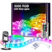 お買い得  リモコンコントロール-RGB LED ストリップ ライト キット 10-40 メートル (32.8-130 フィート) フレキシブル LED ライト ストリップ 5050 RGB SMD LED IR 44 キー コントローラー、インストール パッケージおよび 12V アダプター キット付き