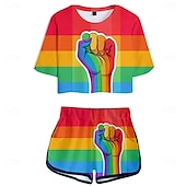 billiga Stolthet-HBTQ Regnbågsflagga Kläder T-shirt Shorts Regnbåge Grafisk Till Dam Vuxna Karnival Maskerad 3D-utskrift Prideparad Pride månad