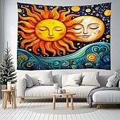 voordelige Blacklight wandtapijten-blacklight wandtapijt uv-reactief glow in the dark glow party neon zon maan mandala psychedelisch trippy mistig hangend wandtapijt muurschildering voor woonkamer slaapkamer