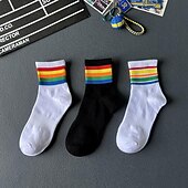 economico calzini da uomo-Per uomo 3 pezzi Confezioni multiple Calzini Squadra di calcio Calzini da corsa Calzini casual Bianco + Bianco + Nero Nero Colore Arcobaleno Sportivo Giornaliero Da mare Di base Medio spessore