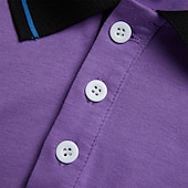 economico Polo classica da uomo-Per uomo POLO Camicia da golf Golf Informale Per eventi Collo a polo a costine Classico Manica corta Di tendenza Essenziale Color Block Collage Tasche Estate Standard Viola Grigio POLO