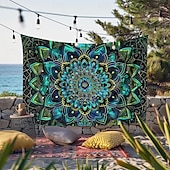 billige Mandala Teppe-mandala bohem blå grønn hengende billedvev veggkunst stor billedvev veggmaleri dekor fotografi bakteppe teppe gardin hjem soverom stue dekorasjon
