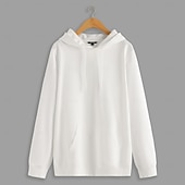 abordables Sudaderas y Sudaderas Elite para Hombres-Hombre Sudadera Negro Blanco Con Capucha Plano Deporte Diario Festivos Algodón Ropa de calle Fresco Casual Primavera &amp; Otoño Ropa Sudaderas con capucha Sudaderas Manga Larga