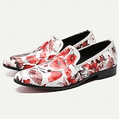 billige Premium Leather Loafers-Herre En pedal Sko med trykk Kjole loafers Lær Italiensk fullkornet kuskinn Bekvem Sklisikker Tøfler Rosa og Hvit