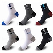 cheap Men&#039;s Socks-Men&#039;s 5 Pairs Multi Packs Socks Running Socks Casual Socks Rainbow Color Color Block Letter Sports &amp; Outdoor Daily Vacation Basic Medium Spring Fall Fashion Casual