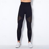 cheap Yoga Leggings &amp; Tights-Women&#039;s Yoga Pants Yoga Leggings Mesh Patchwork High Waist Yoga Gym Workout Pilates Tights Color Block Dark Grey Black Army Green Spandex Sports Activewear Stretchy Slim