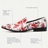 billige Premium Leather Loafers-Herre En pedal Sko med trykk Kjole loafers Lær Italiensk fullkornet kuskinn Bekvem Sklisikker Tøfler Rosa og Hvit