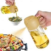 abordables Utensilios de cocina y gadgets-Rociador y dispensador de aceite de vidrio 2 en 1, 16oz para cocina, botella de aceite de oliva de 470ml, rociador de aceite para cocinar, cocina, ensalada, barbacoa