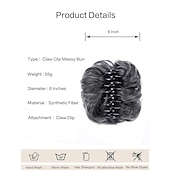 economico Chignon-fermaglio per capelli con artiglio, chignon per capelli sintetici, chignon riccio ondulato, extension per chignon, chignon spettinato, chignon per capelli con artiglio, coda di cavallo, scrunchie per capelli con clip per donna
