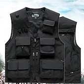 preiswerte Westen-Herren Anglerweste Weste für Wanderer Ärmellos Oberbekleidung Außen Wasserdicht Atmungsaktiv Schnelltrocknend Tasche Polyester Dunkelgrau Schwarz Armeegrün Camping / Wandern / Höhlenforschung