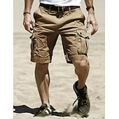 billige Ferie-Herre Cargoshorts Shorts Bermudashorts Multi lomme Rett ben Ensfarget Anvendelig Utendørs Knelengde utendørs Avslappet Strand Klassisk Svart Kakifarget Høy Midje Uelastisk