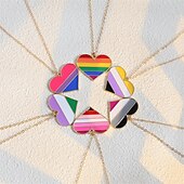 baratos Parada do Orgulho de dezembro-Colar com pingente em forma de arco-íris da lua do orgulho, moda personalizada, simples, homossexual, camada única, colar