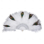 cheap Accessories and More-Retro Vintage Roaring 20s 1920s Feather Fan The Great Gatsby Flapper Girl Wedding Guest Feather Women&#039;s Halloween Carnival Masquerade Party / Evening Wedding Reception Bachelorette Party Adults More