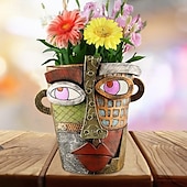 abordables Estatuas-Maceta abstracta brutalista con cara de belleza, colorida maceta con cabeza de resina con asas para facilitar el movimiento, decoración artística única para plantas de interior/exterior, regalo perfecto para los amantes del arte y las plantas.